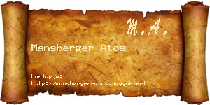 Mansberger Atos névjegykártya
